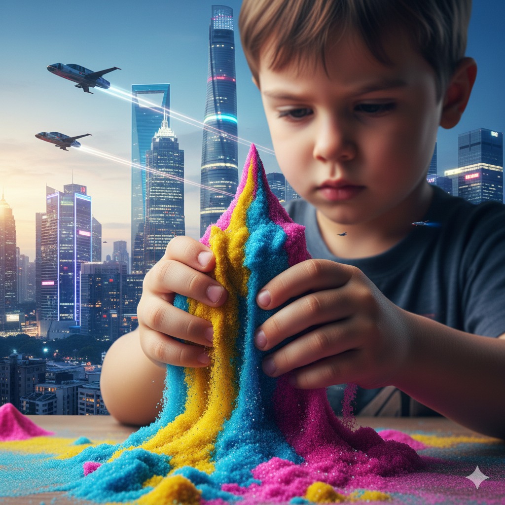 Child Playing vs Modern City